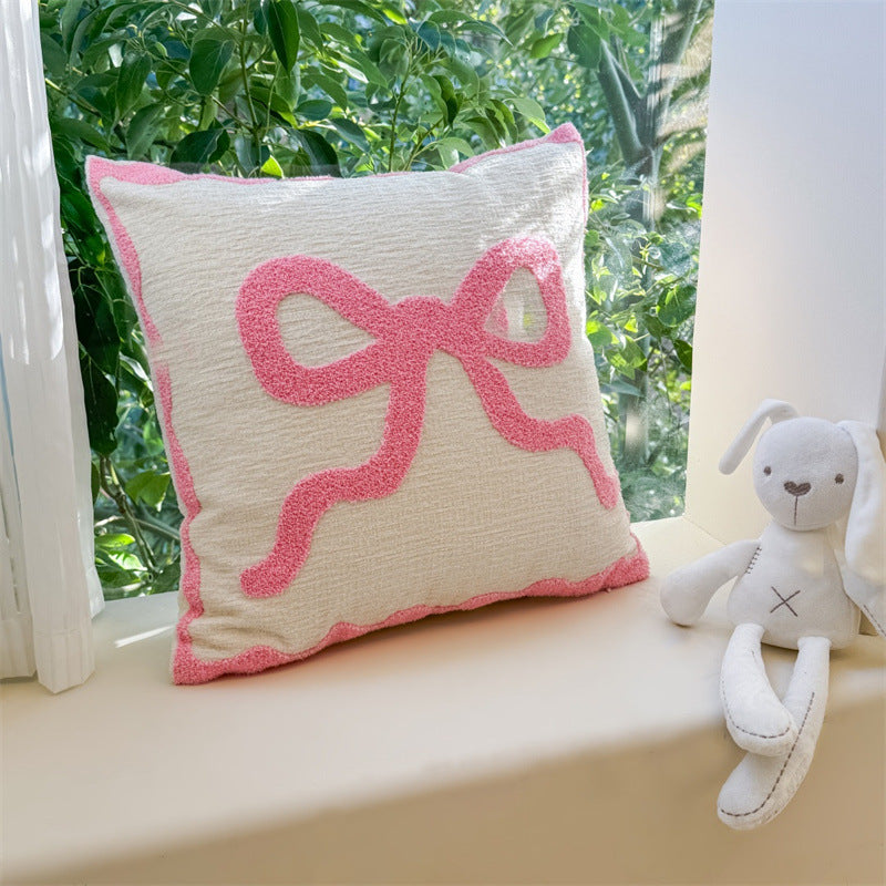 Valentine’s Day Pink Heart Bow Pillow Cover Sofa Decor