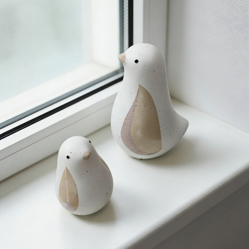 Nordic Ceramic Bird Vase Set Cute Desk Home Decoration