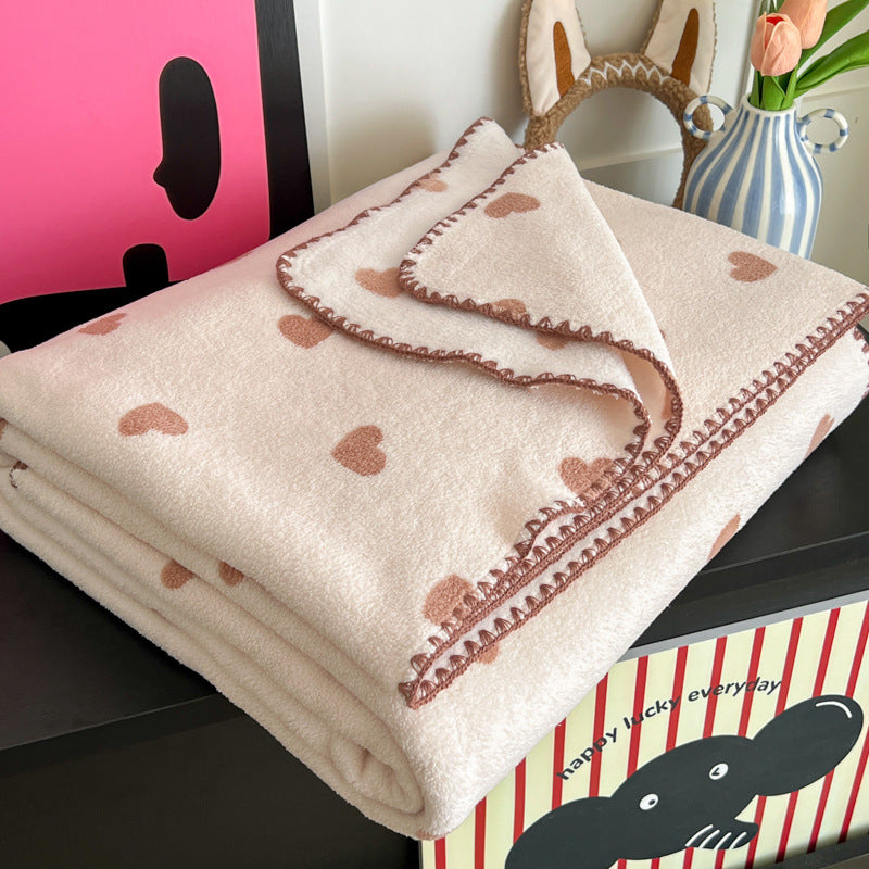 Sherpa Fleece Embroidered Throw Blanket Soft Cozy Home Decor