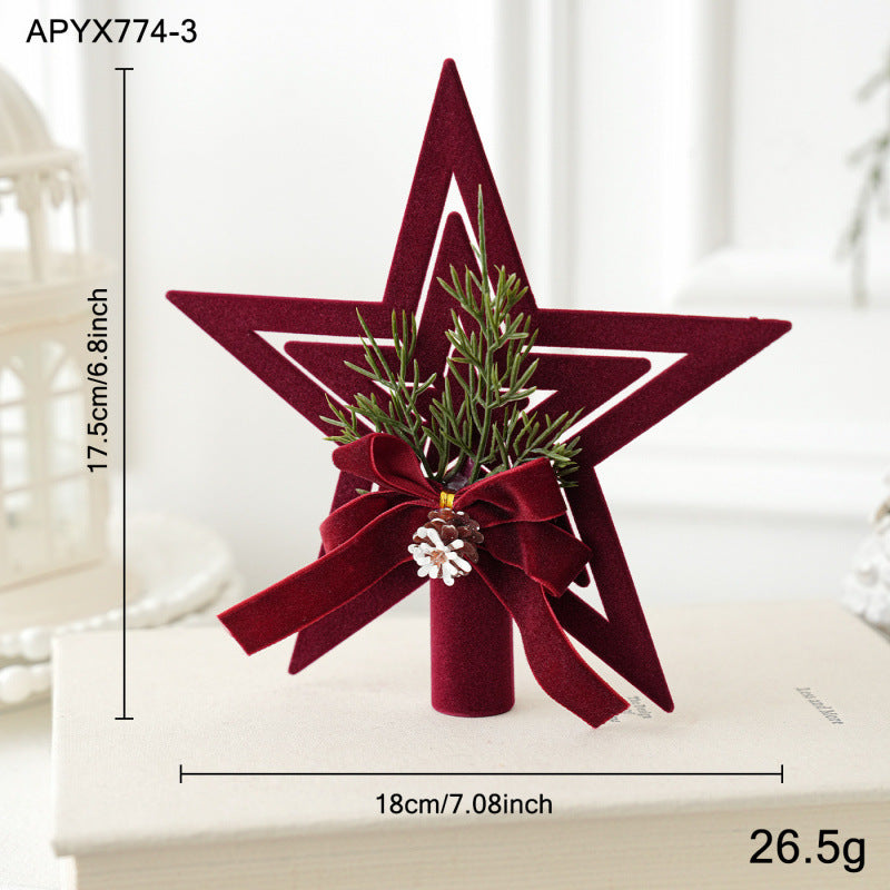 Burgundy Velvet Christmas Bell Ornaments with Bows