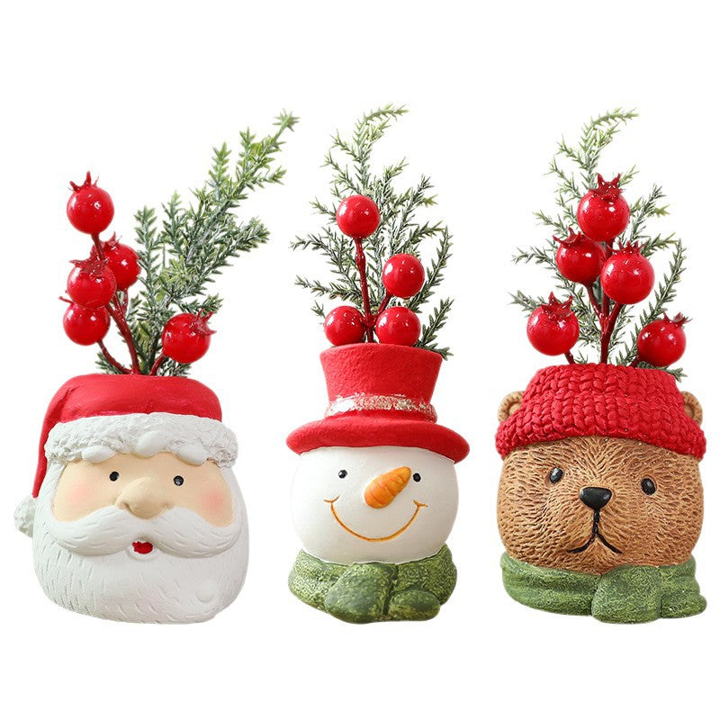 Foam Cement Christmas Character Planter Holiday Tabletop Decor