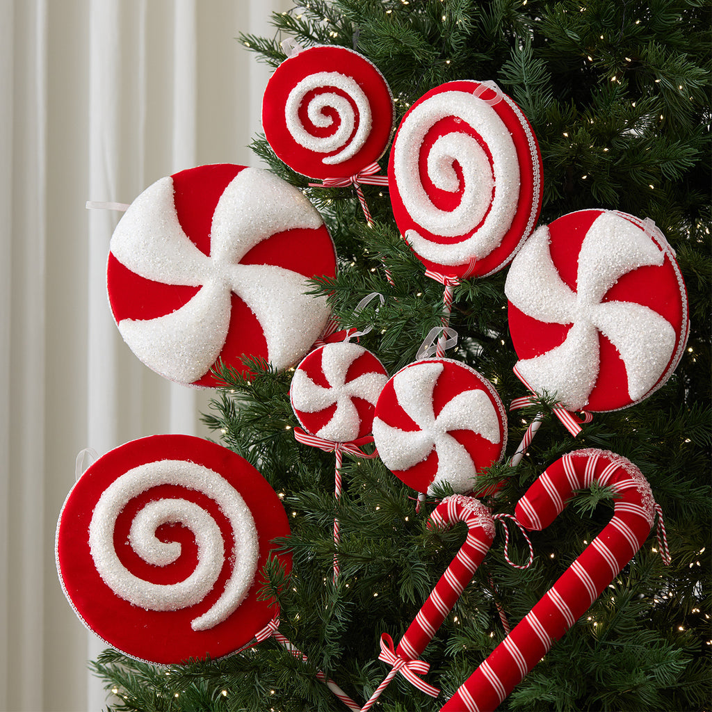 Christmas Candy Cane Lollipop Plush Ornament Holiday Tree Decor