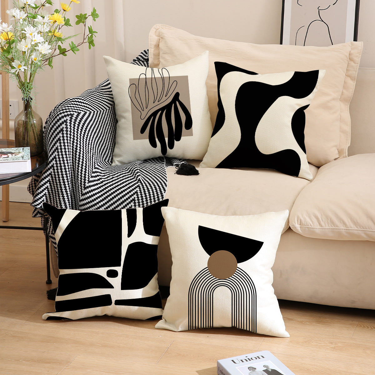 Boho Neutral Geometric Pillow Covers for Sofa and Home Decor