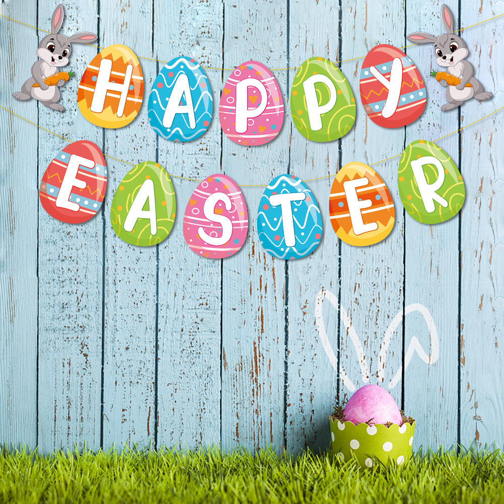 Easter Bunny Egg Banner Happy Easter Party Decor