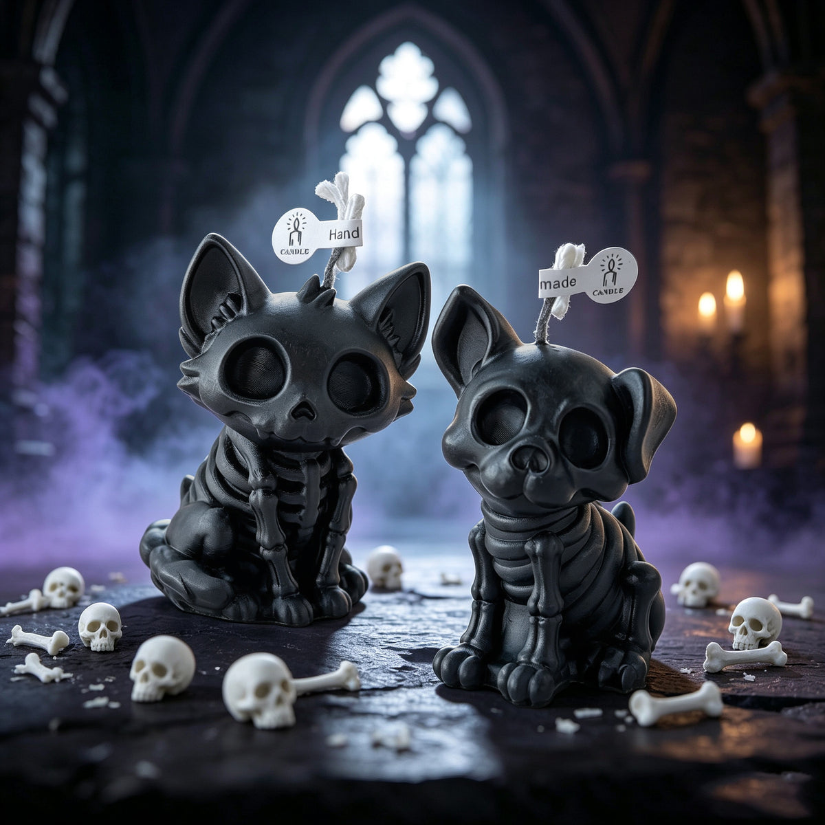 Halloween Skeleton Cat Dog Candle Cute Gothic Animal Decor Gift
