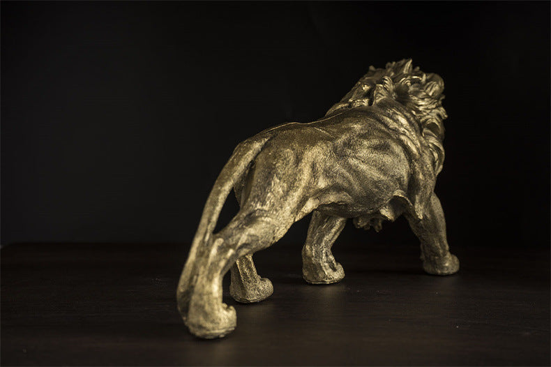 Gold Lion Statue Resin Sculpture for Home and Office Decor
