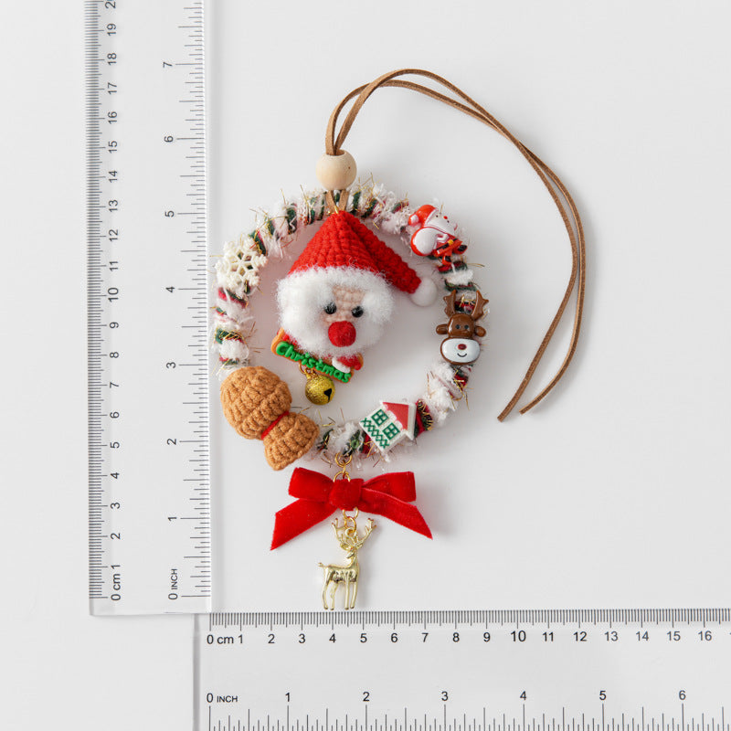 Handmade Christmas Santa Wreath Car Hanging Decoration