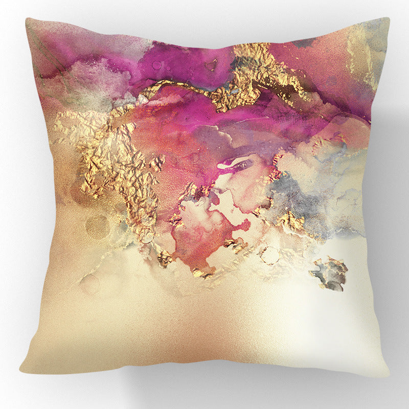 Nordic Gold Foil Abstract Velvet Throw Pillow Cover