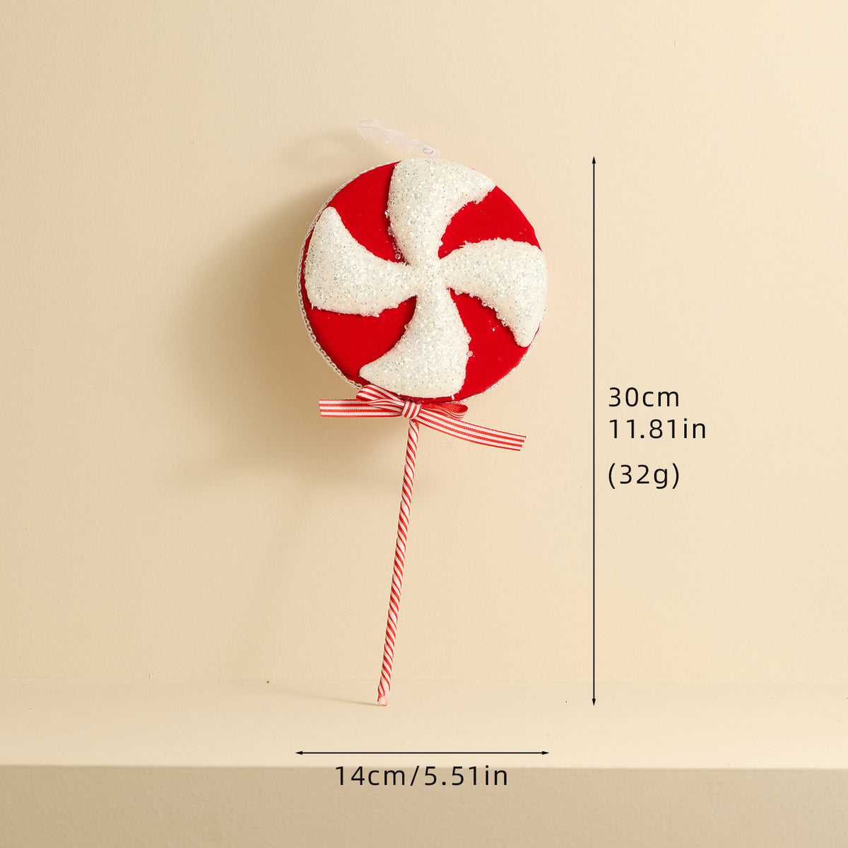 Christmas Candy Cane Lollipop Plush Ornament Holiday Tree Decor