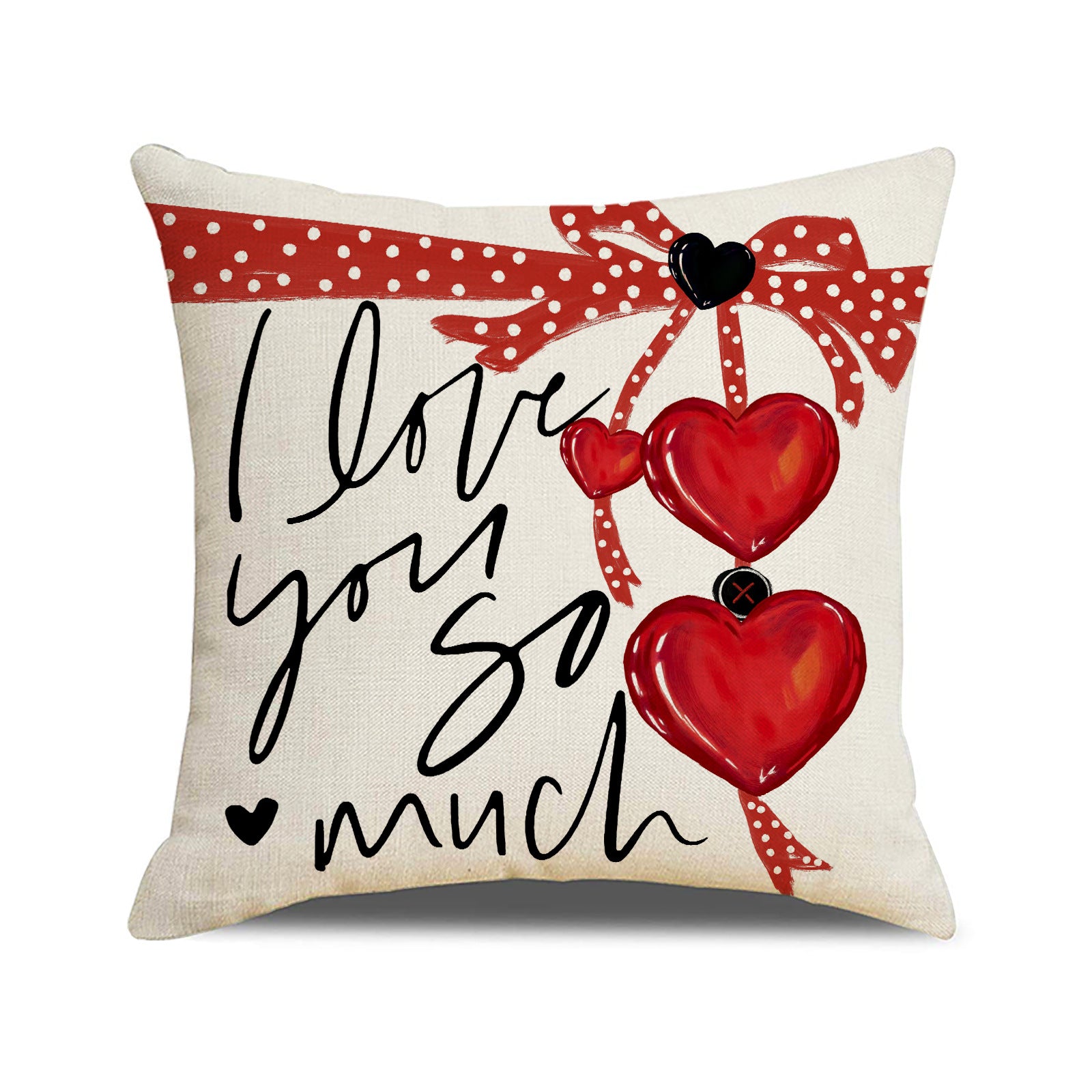 Valentine’s Day Heart Linen Pillow Covers Holiday Decor