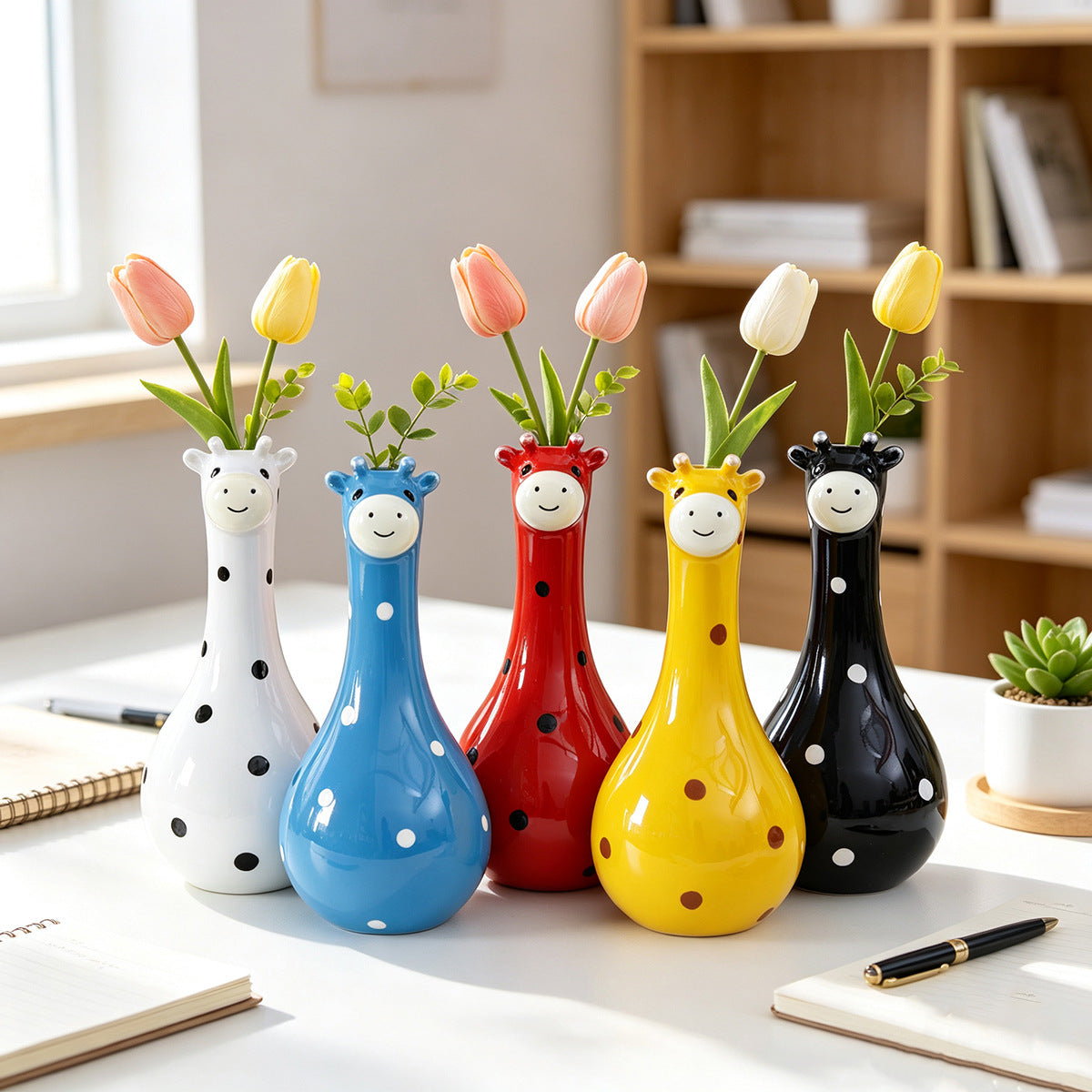 Giraffe Resin Vase Whimsical Home Garden Decor