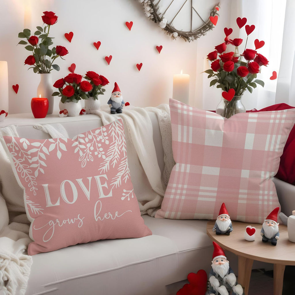 Valentine Pillow Covers Linen Love Print Decorative