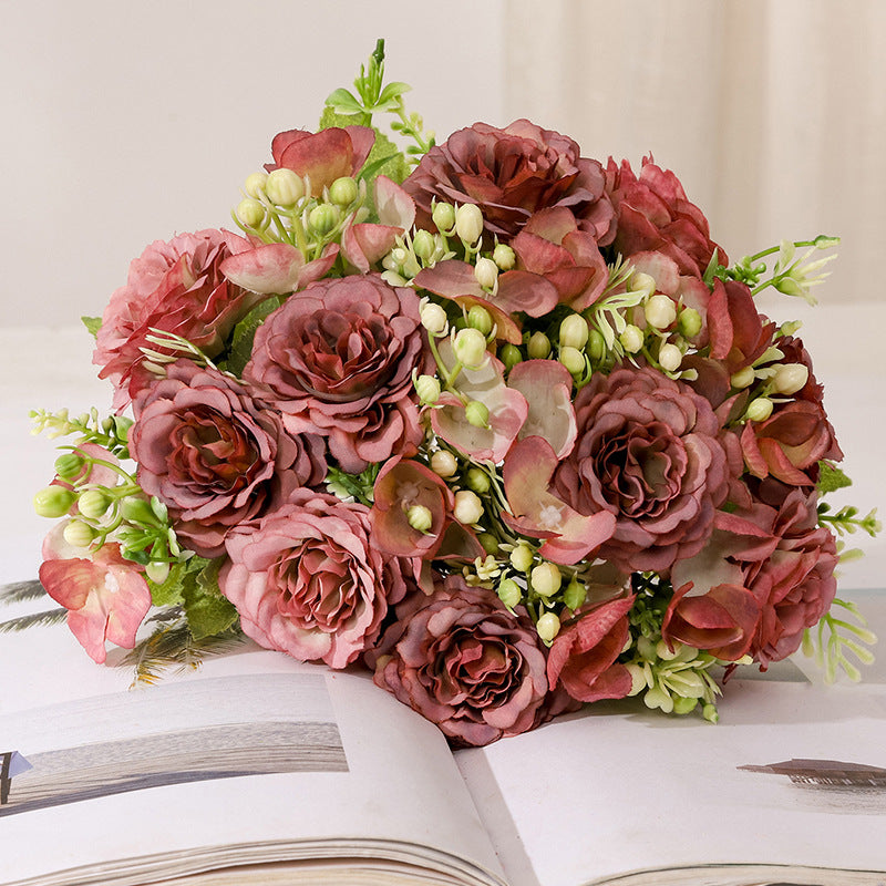 Valentine’s Day Vintage Peony Rose Hydrangea Faux Bouquet