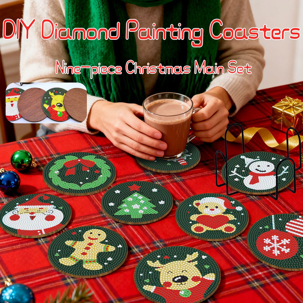 Christmas Diamond Painting Coaster DIY Kit Holiday Craft Set