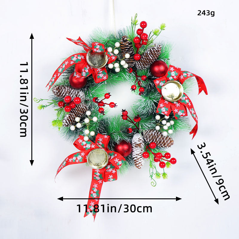 Christmas Ornament Wreath with Pine Needles for Door Decor