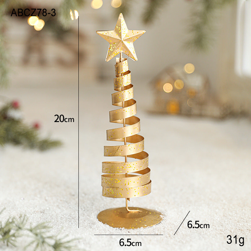 Gold Metal Tabletop Christmas Tree with Star Topper