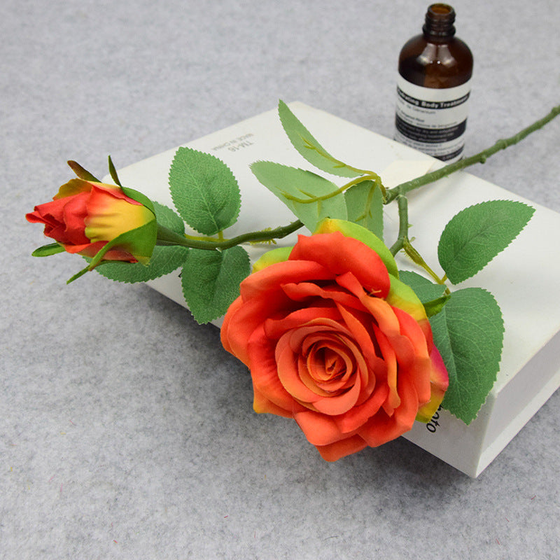 Valentine’s Day Short Stem Double Rose Silk Flower Decor