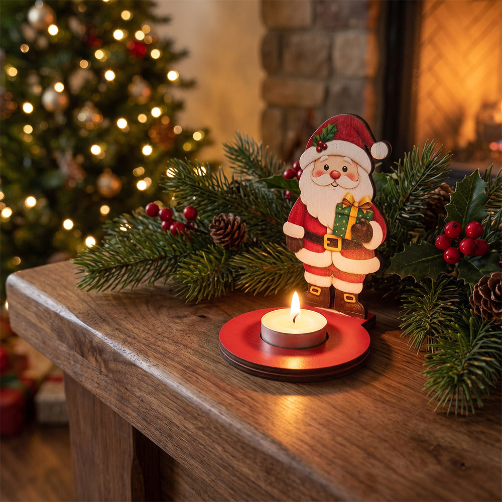 Christmas Wooden Character Candle Holder Tabletop Decor