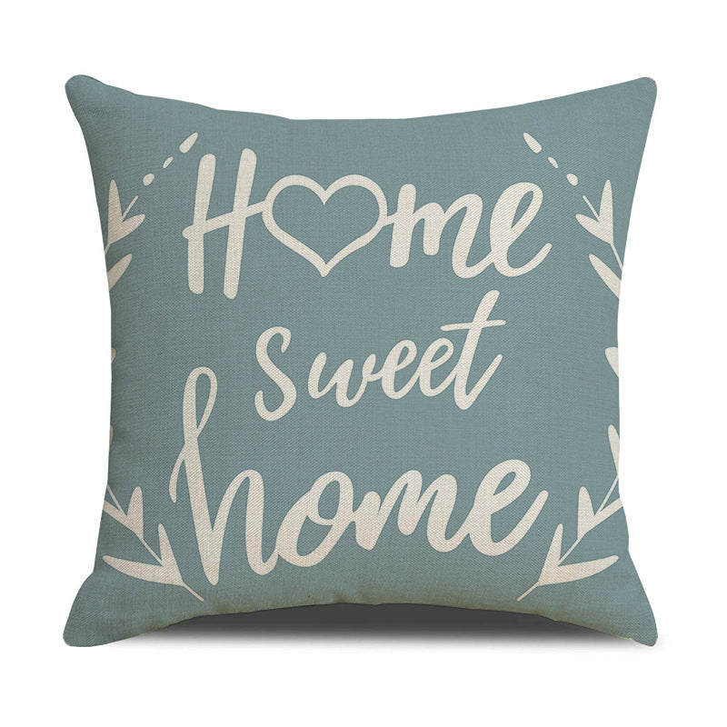 Linen Geometric Letter Throw Pillow Cover Square Sofa Decor
