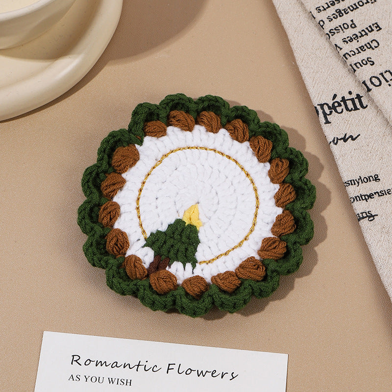 Christmas Crochet Coasters Handmade Holiday Tabletop Decor