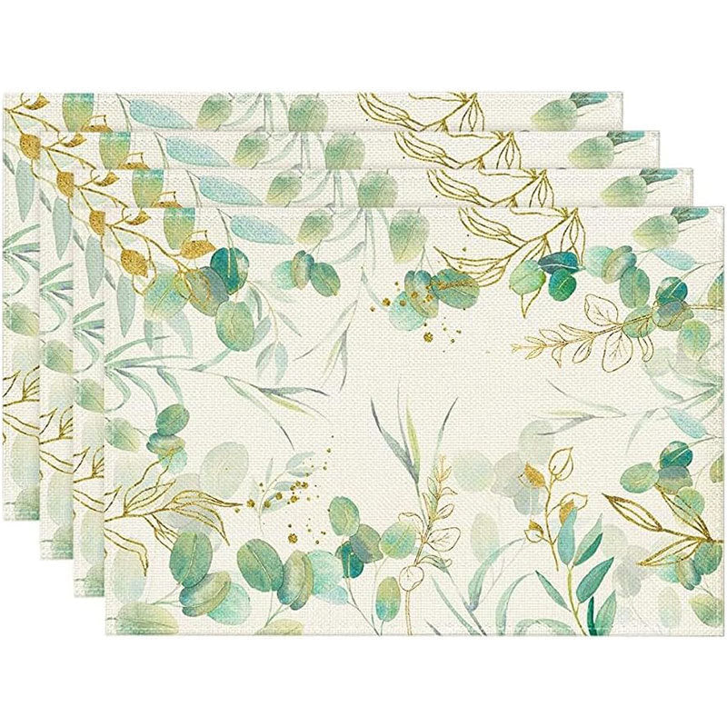 Floral Linen Table Placemats Spring Flower Dining Mats