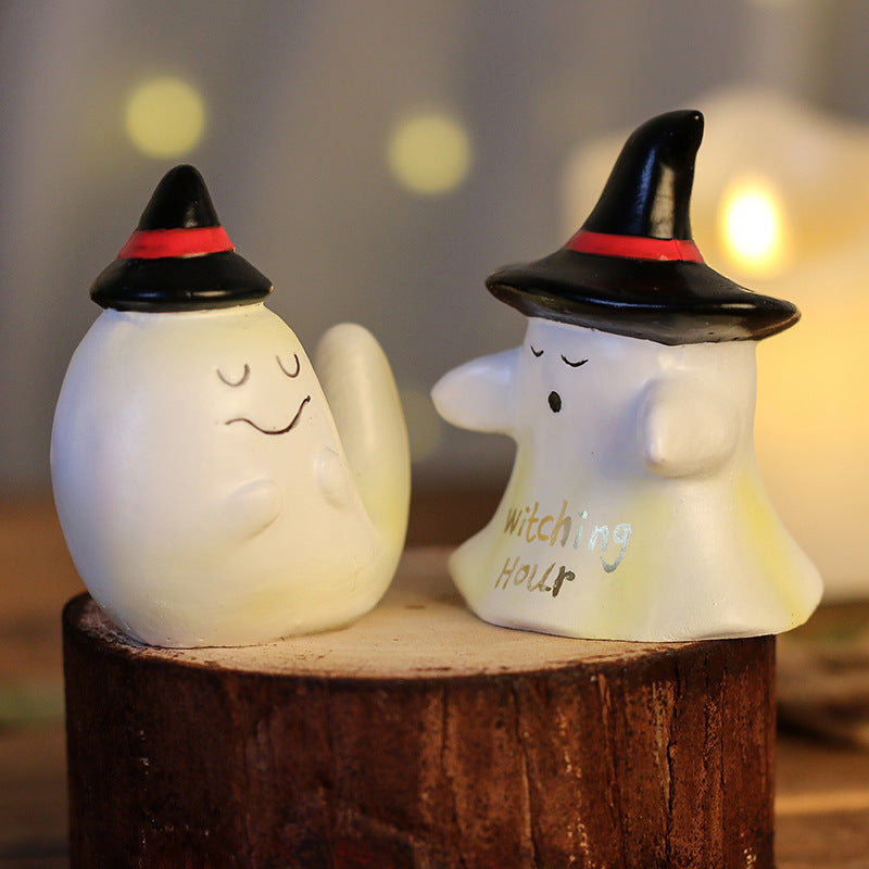 Halloween Resin Ghost Witch Figurine Tabletop Desk Decor