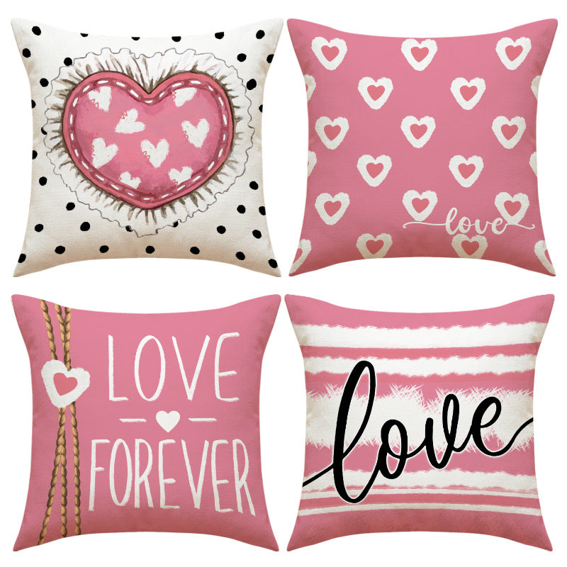 Valentine Heart Love Print Pillow Covers for Romantic Decor