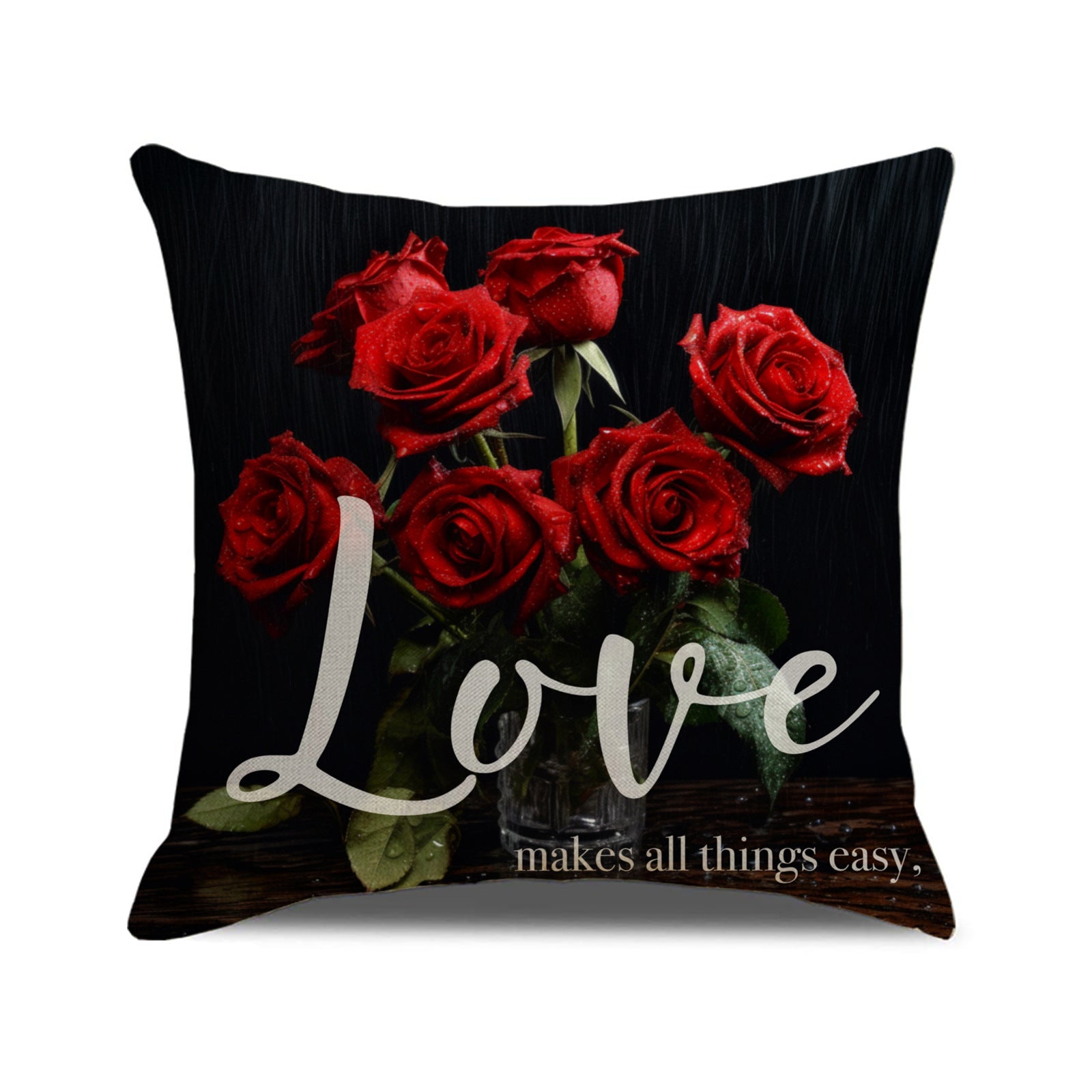 Valentine Rose Decorative Quote Pillow Covers Home Accent