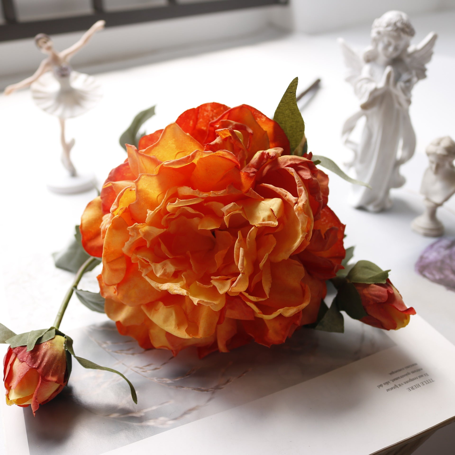 Valentine Luxury Faux Peony Silk Flower Home Decor Bouquet