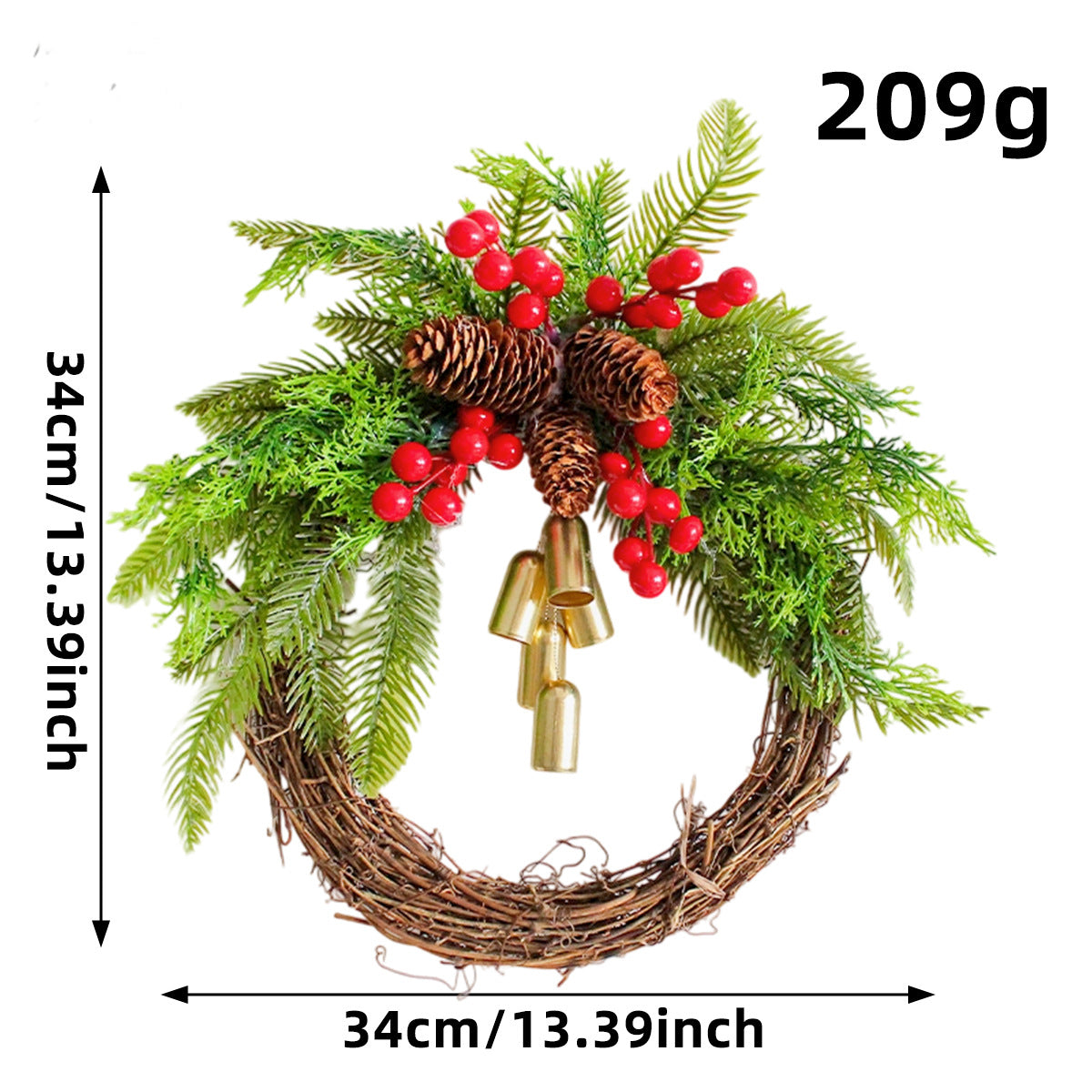 Handmade Christmas Wreath with Bow and Pine Accents