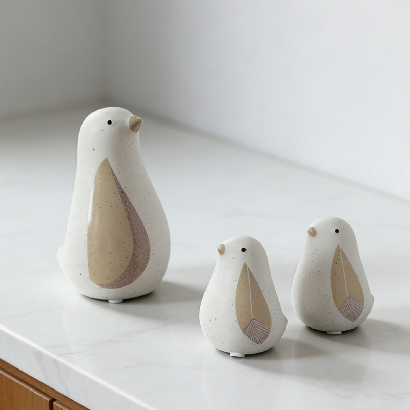 Nordic Ceramic Bird Vase Set Cute Desk Home Decoration