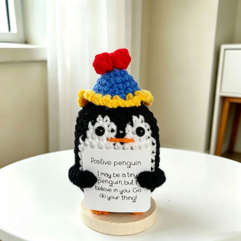 Handmade Crochet Penguin Figurine Desk Ornament Home Decor