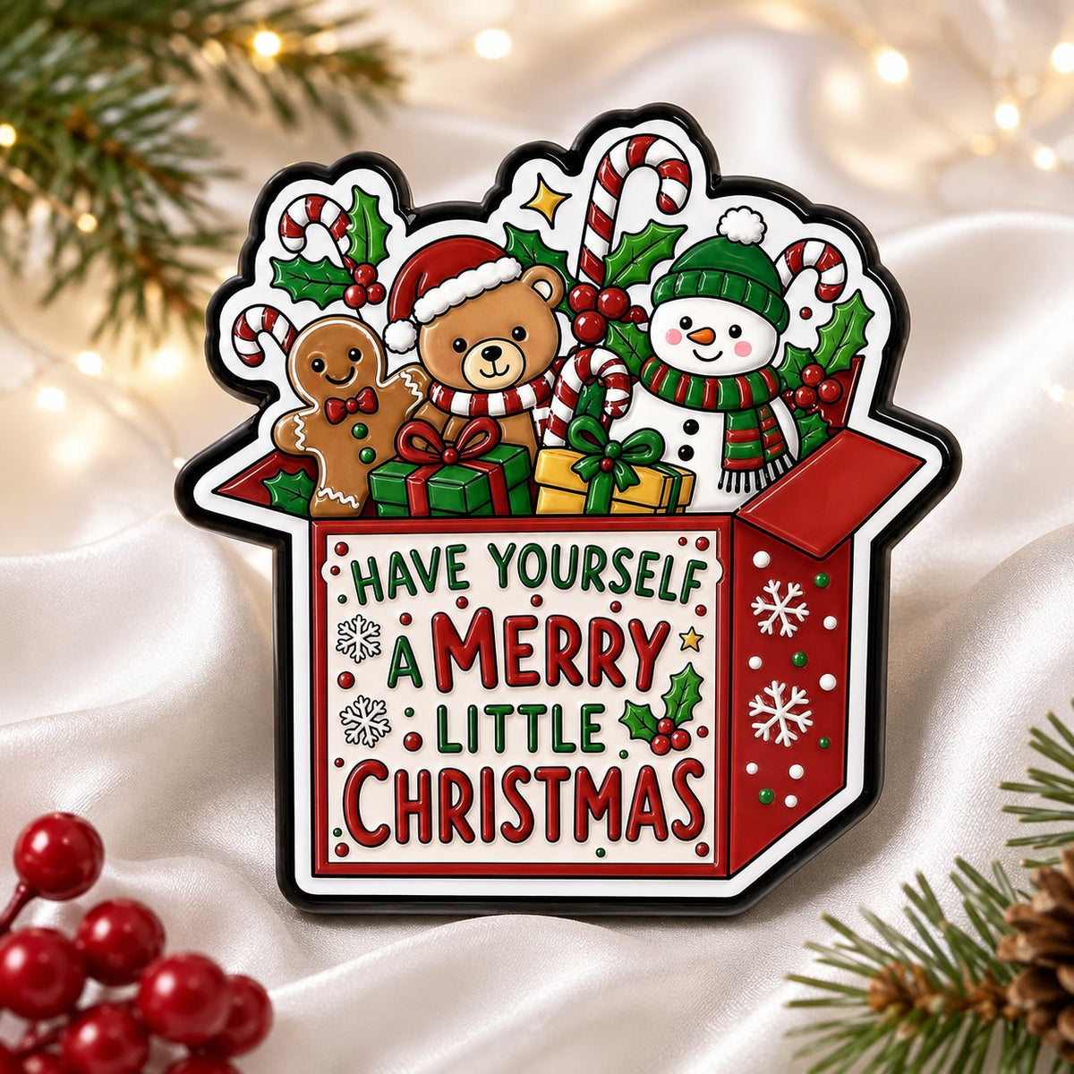 Christmas Gift Box Pin Holiday Character Brooch