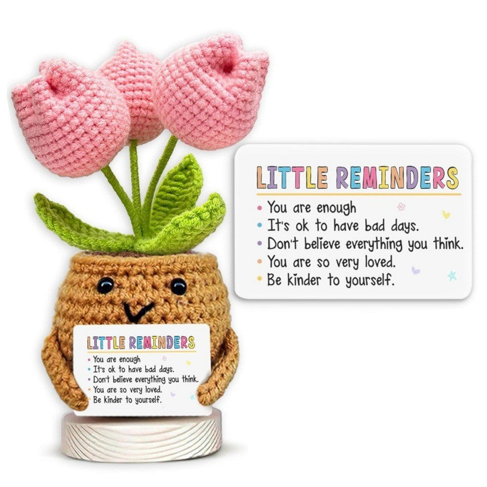 Handmade Crochet Flower Pot Positive Desk Decor