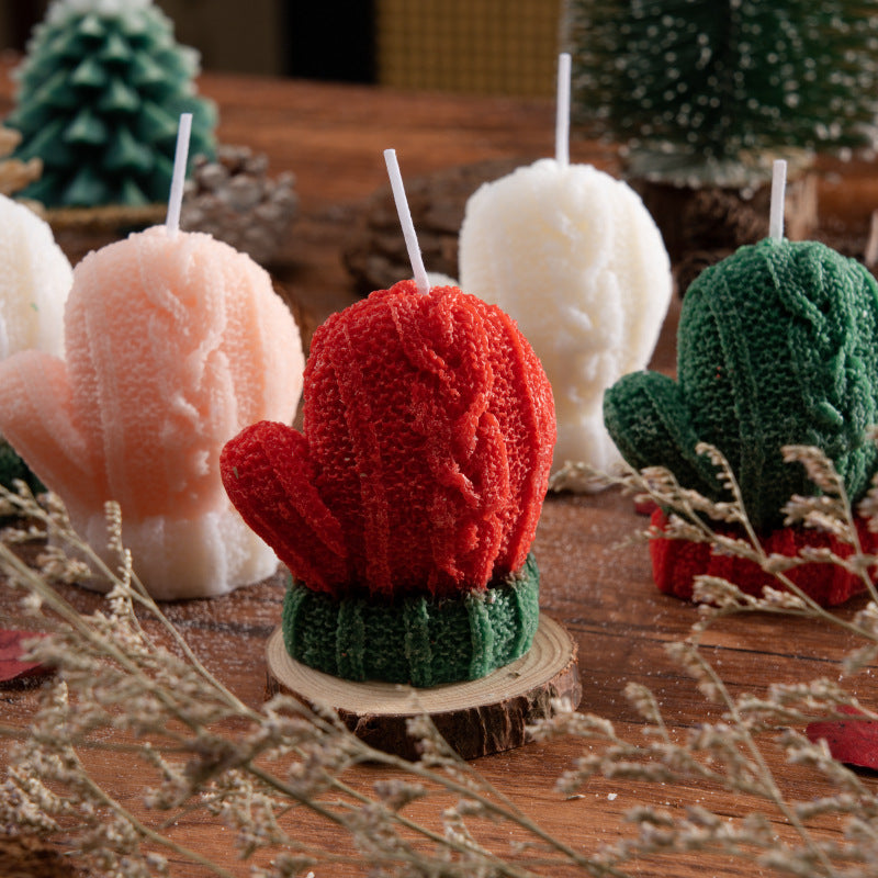 Christmas Mitten Shaped Scented Candle Holiday Gift Decor