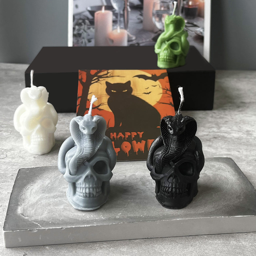 Halloween Skull Snake Candle Spooky Holiday Home Decor