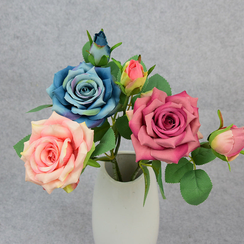 Valentine’s Day Short Stem Double Rose Silk Flower Decor