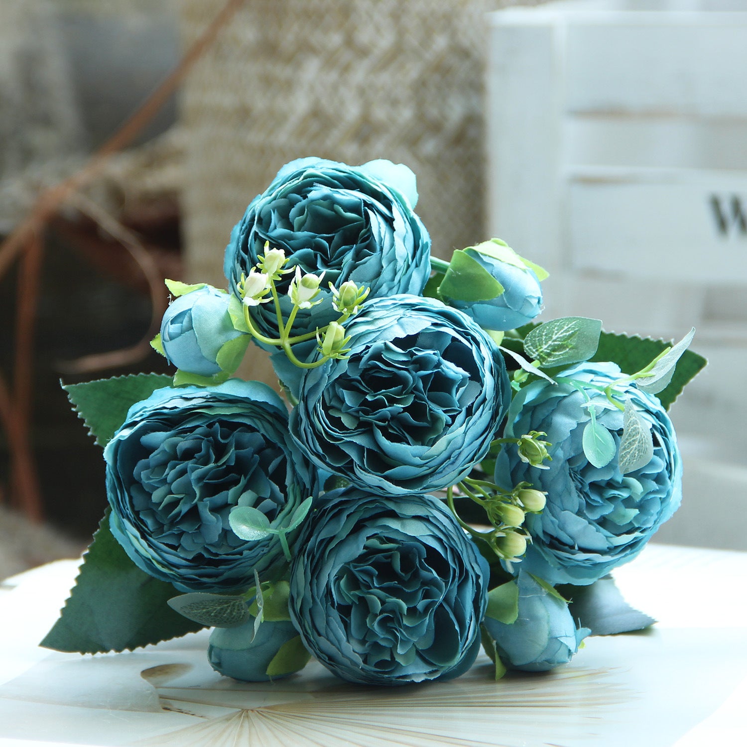 Valentine’s Day Faux Peony Rose Bouquet Silk Floral Decor