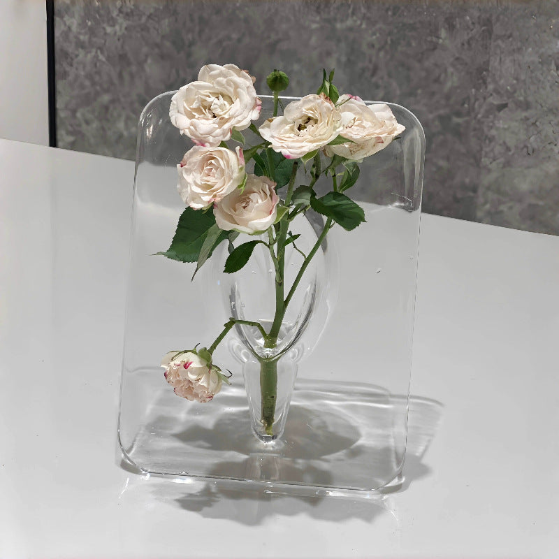 Clear Acrylic Flower Vase for Tabletop Home Office Decor