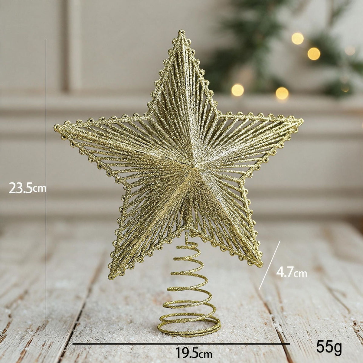 Metal Glitter Star Christmas Tree Topper Decoration