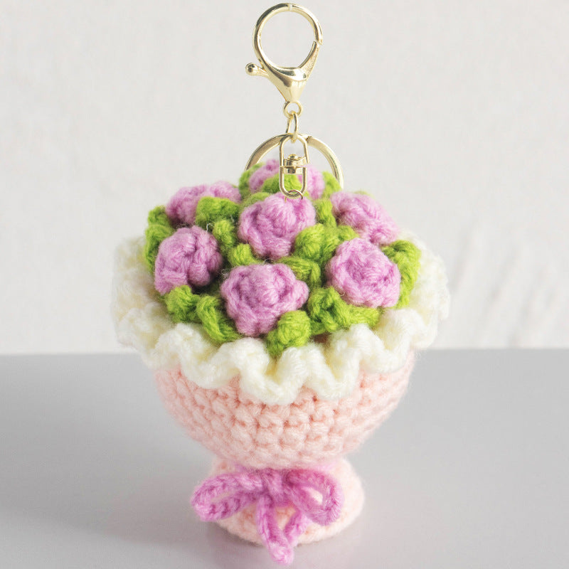 Crochet Mini Flower Bouquet Keychain for Gifts & Home Decor