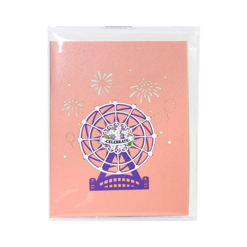 Valentine Greeting Card Ferris Wheel Handmade Sculpture Gift