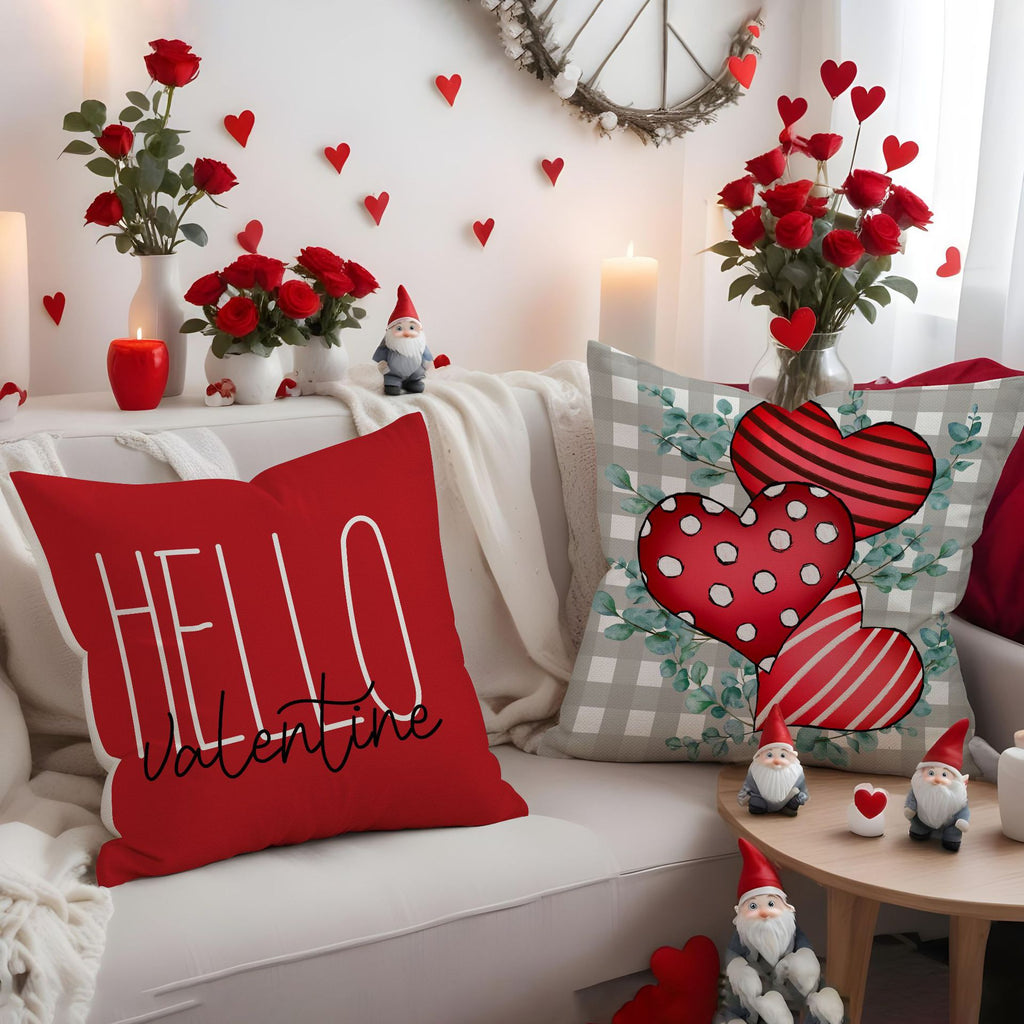 Valentine Heart Pillow Covers Decorative Linen Sofa Cushions