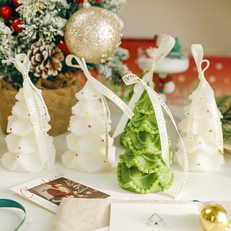 Festive Tree Shaped Scented Candle Soy Wax Blend Christmas Gift Decor