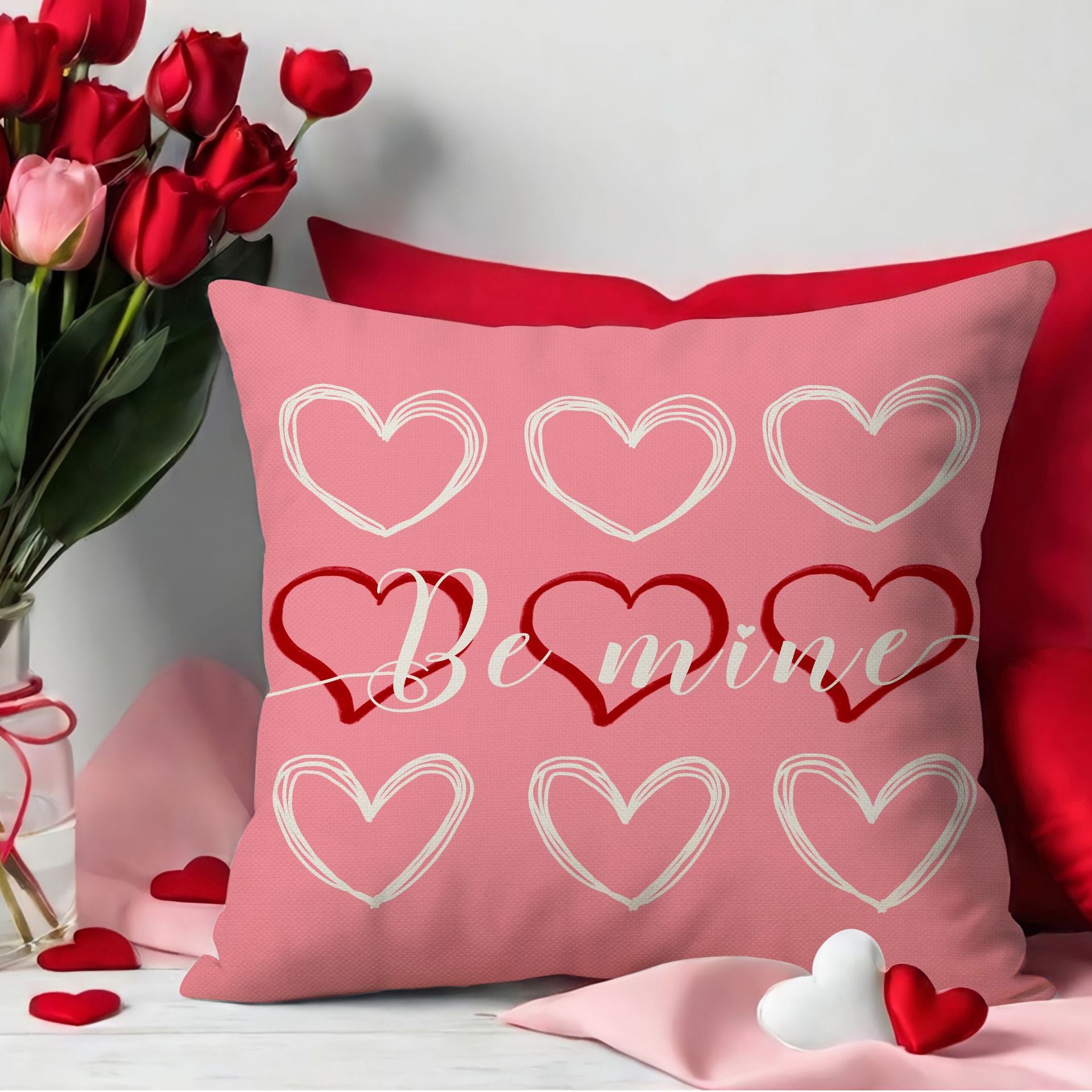 Valentine’s Day Pink Heart Throw Pillow Covers Home Decor