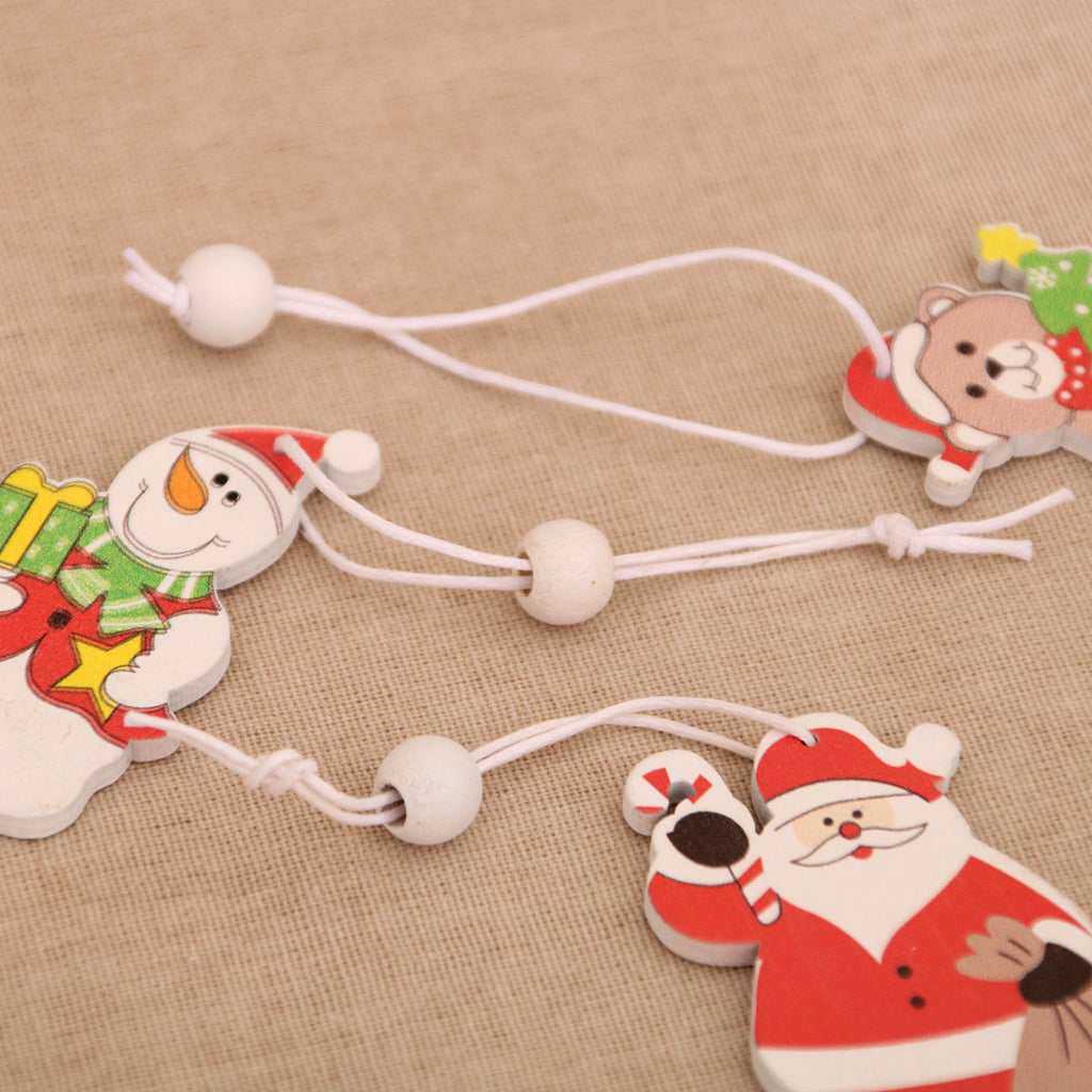 Wooden Christmas Ornament Set Holiday Hanging Decor