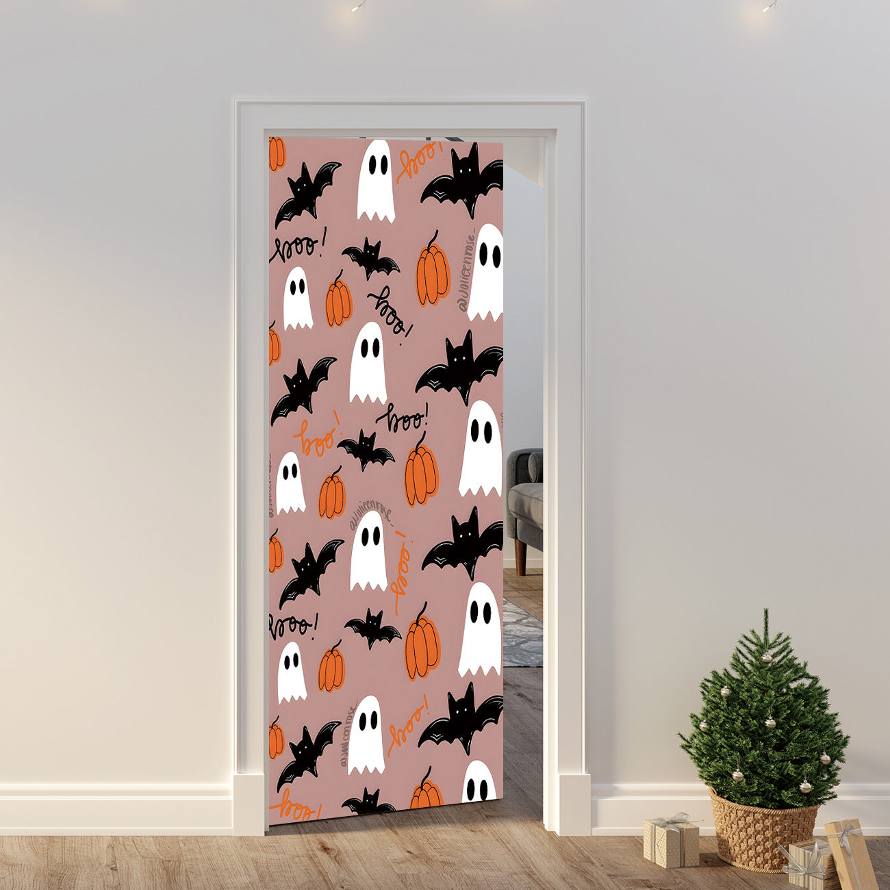 Halloween Door Cover Polyester Seasonal Party Decoration