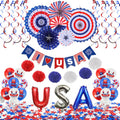 Fourth of July Party Decoration Kit USA Banner Balloons Set