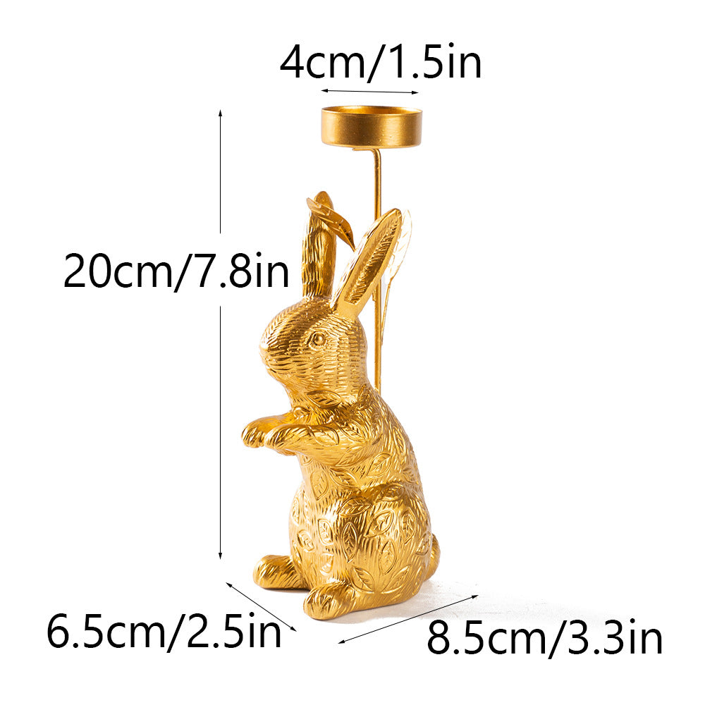 Easter Bunny Candle Holder Gold Resin Table Decoration