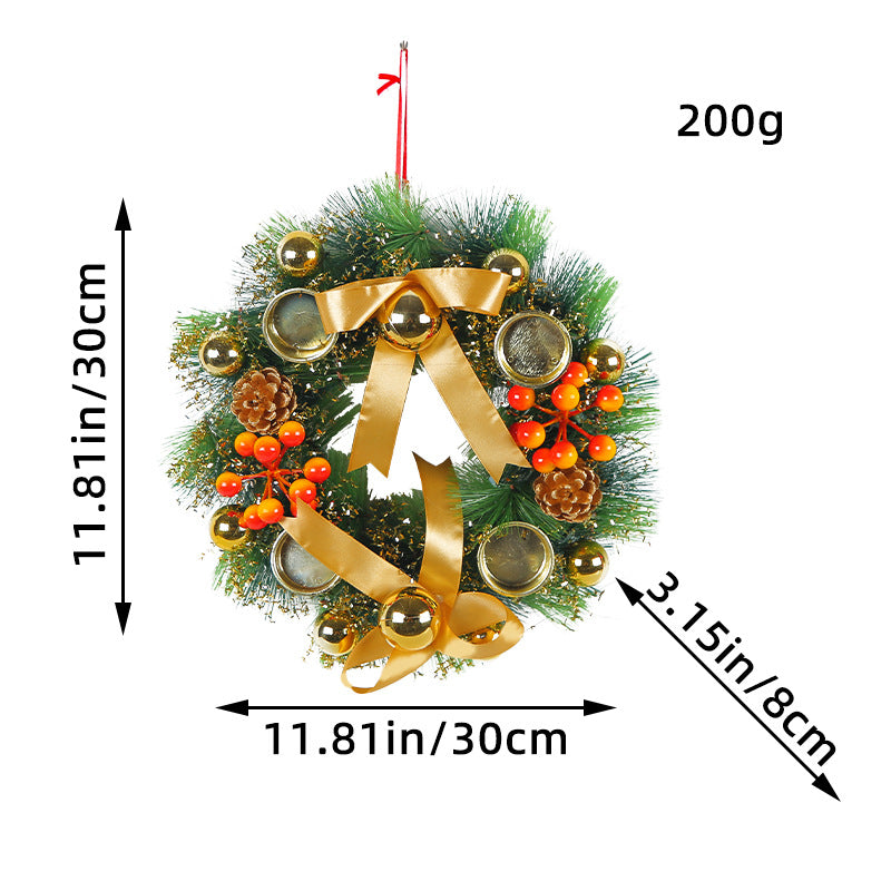 Snow Frosted Pinecone Christmas Wreath with Red Berries